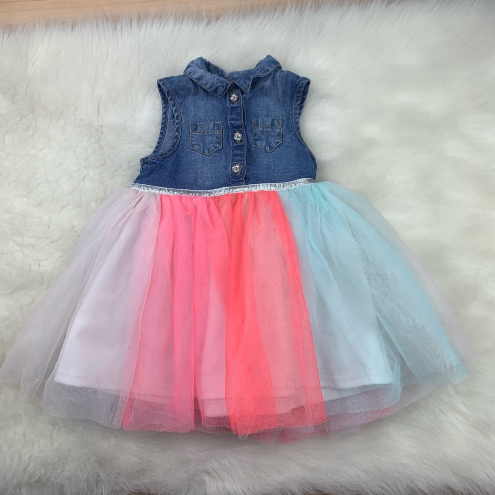 Denim Multicolored Tulle Dress Size 24M